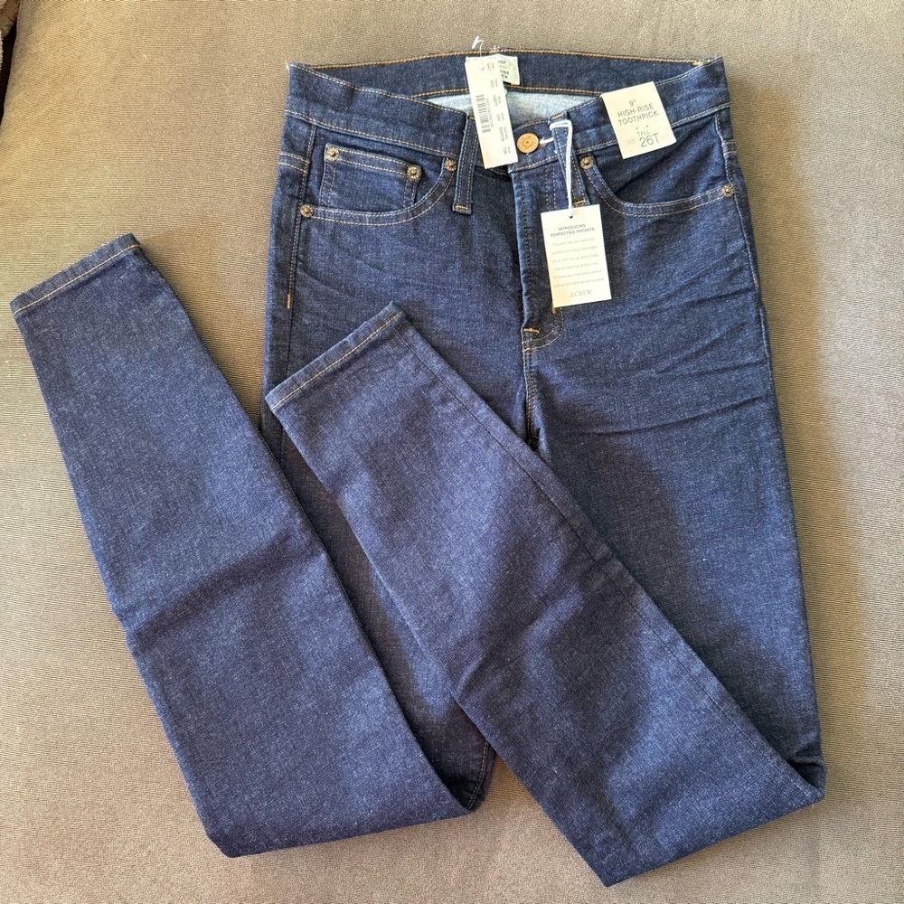 NWT J. Crew Women’s Toothpick Jeans 26 Tall - Classic Wash - Picture 2 of 6